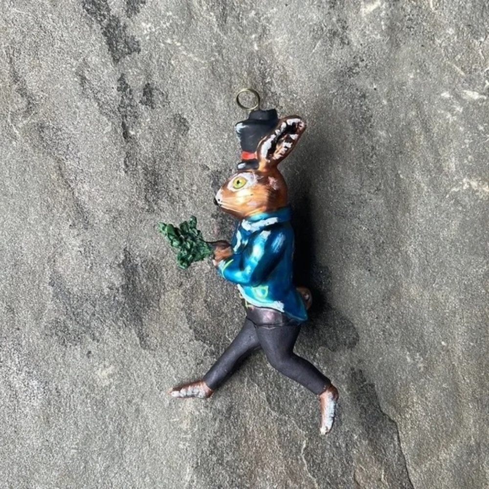 Anthropologie Nathalie Lete Jumping Hare Christmas  Ornament - Picture 3 of 3